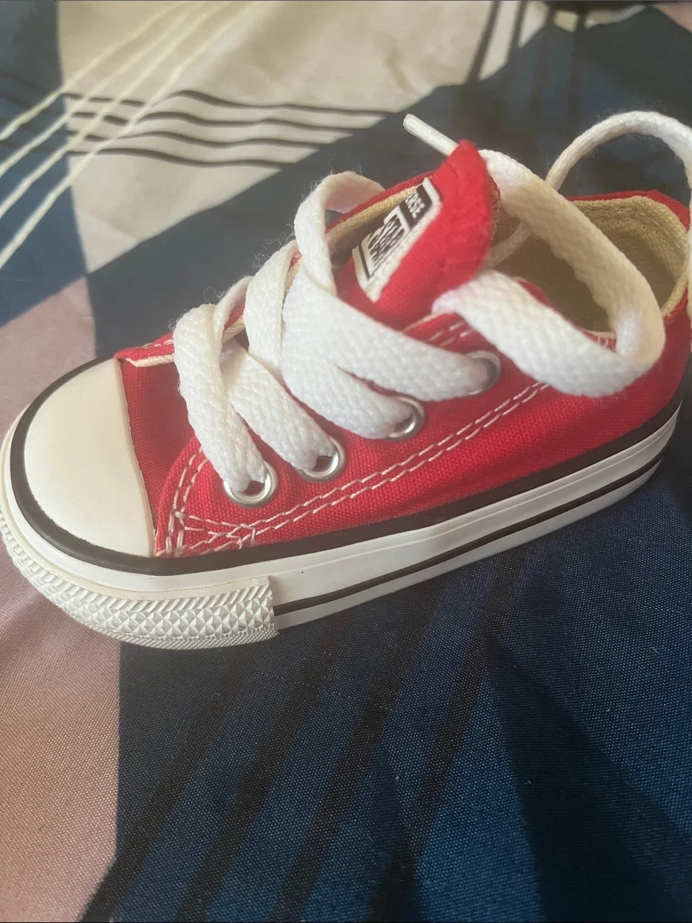 Converse Red Canvas Baby Low-Top Sneakers with White Laces